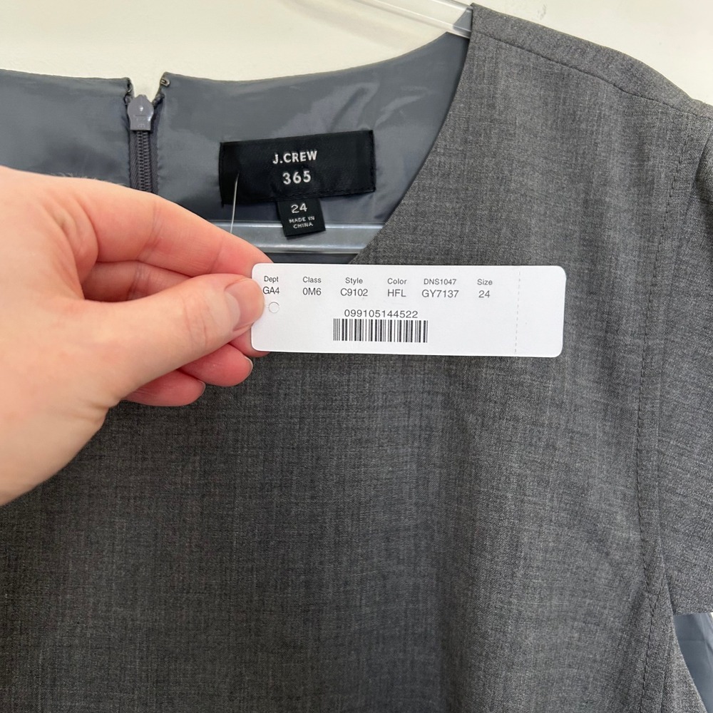 NWT J.Crew 365 Sheath Dress Gray 24 Wool Blend Cap Sleeve Pockets - Picture 3 of 12